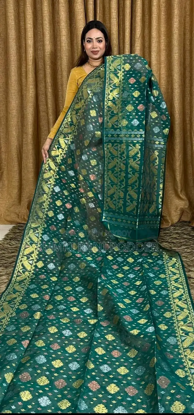 Indian Zari Jamdani Saree with Blouse Piece