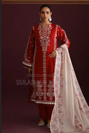 Red Embroidered Shalwar-Dupatta Set
