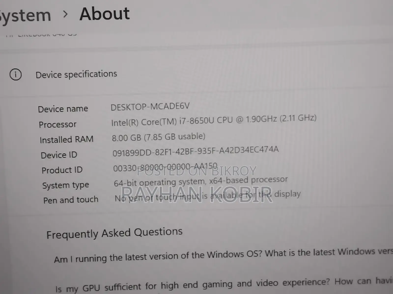 Selling Laptop at a Low Price