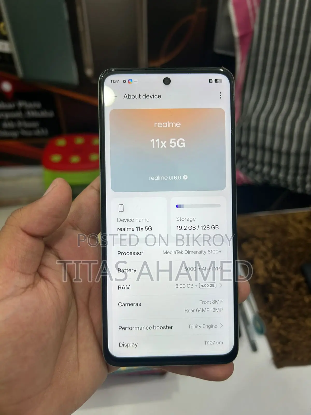 Realme 11x 5g 8+128 (Used)