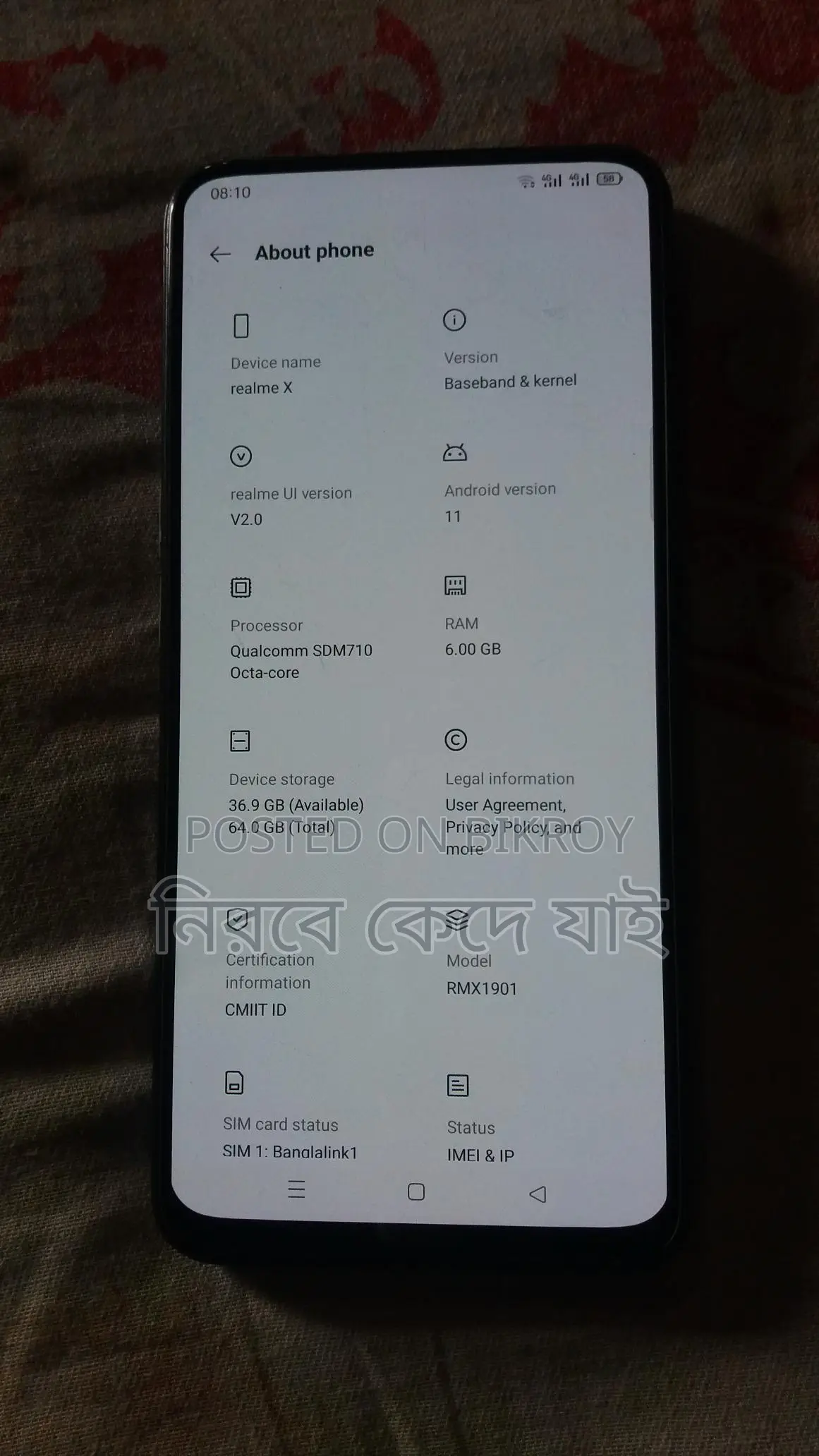 Realme X 6/64 (Used)