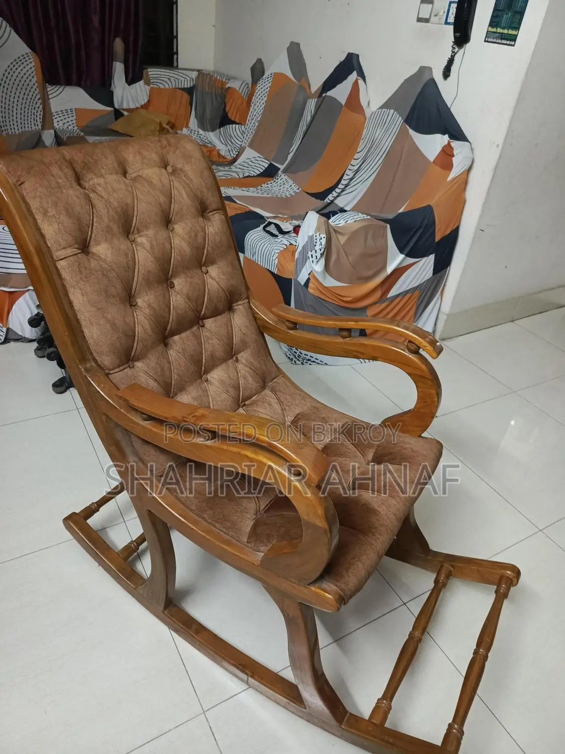 Original Teak Wood Rocking Chair