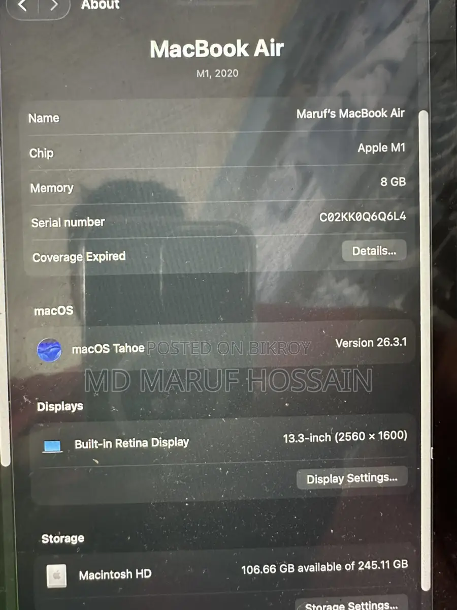 Macbook Air M1 8gb/256gb