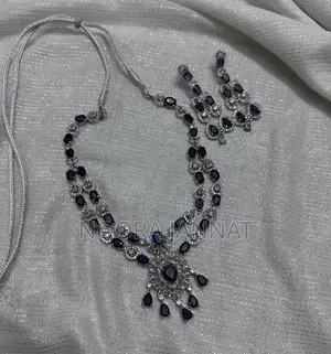 Elegant Purple Stone Jewellery Set Necklace + Earrings