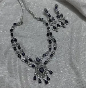 Elegant Purple Stone Jewellery Set Necklace + Earrings