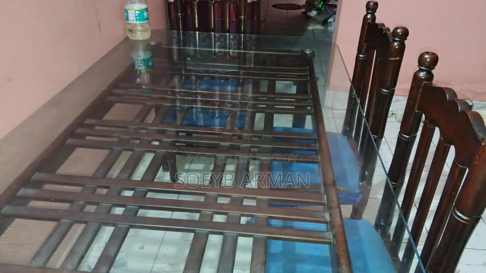 অরিজিনাল সেগুন কাঠের ছয়টি চেয়ারসহ ডাইনিং সেট