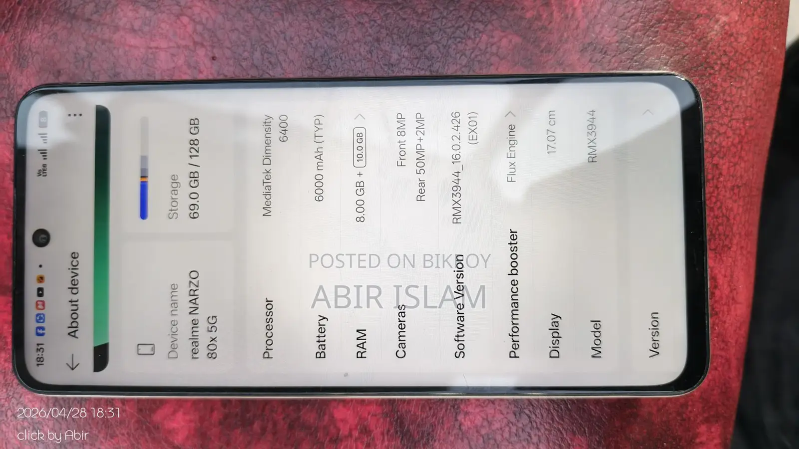 Realme narzo 80x5g (Used)