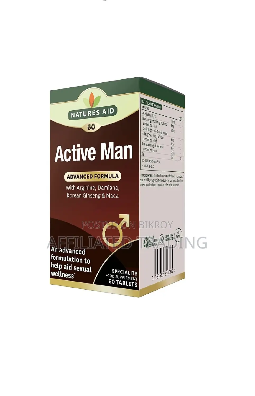 Natures Aid Active Man - 60 Tablets - Made in UK