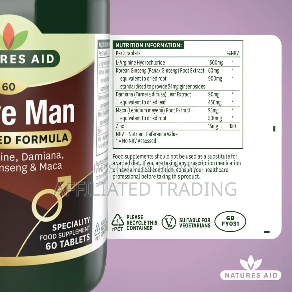 Natures Aid Active Man - 60 Tablets - Made in UK