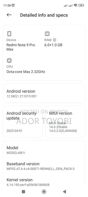 Xiaomi Redmi Note 9 Pro Max Aurora Blue (Used)