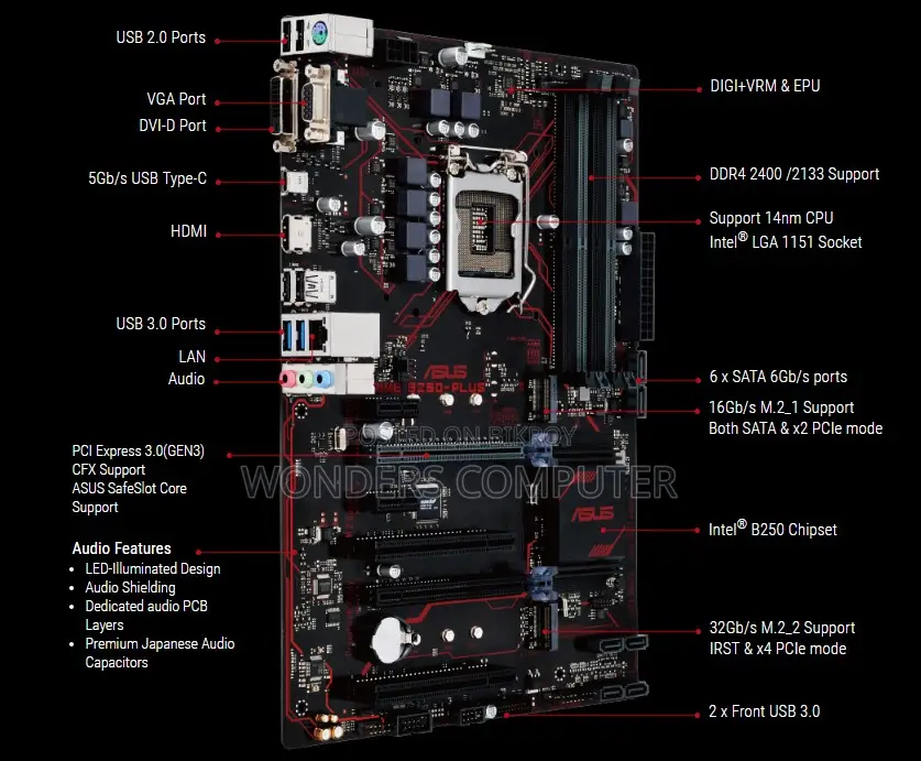 6th/7th Gen ASUS PRIME B250-PLUS SATA 6Gb/s USB 3.0 ATX Motherboards