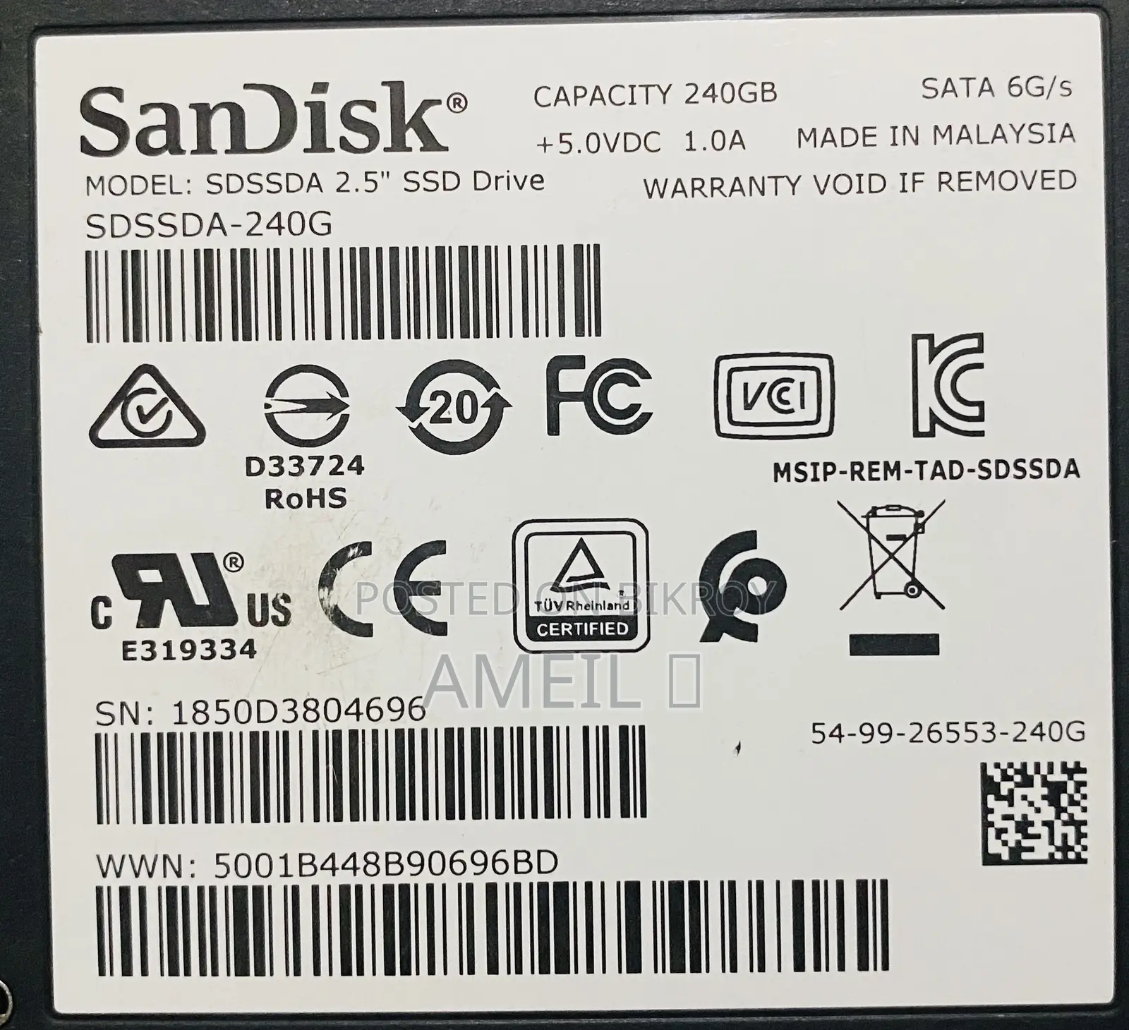 Sandisk SSD Plus Model: Sdssda 2.5" SSD Drive Sdssda-240g