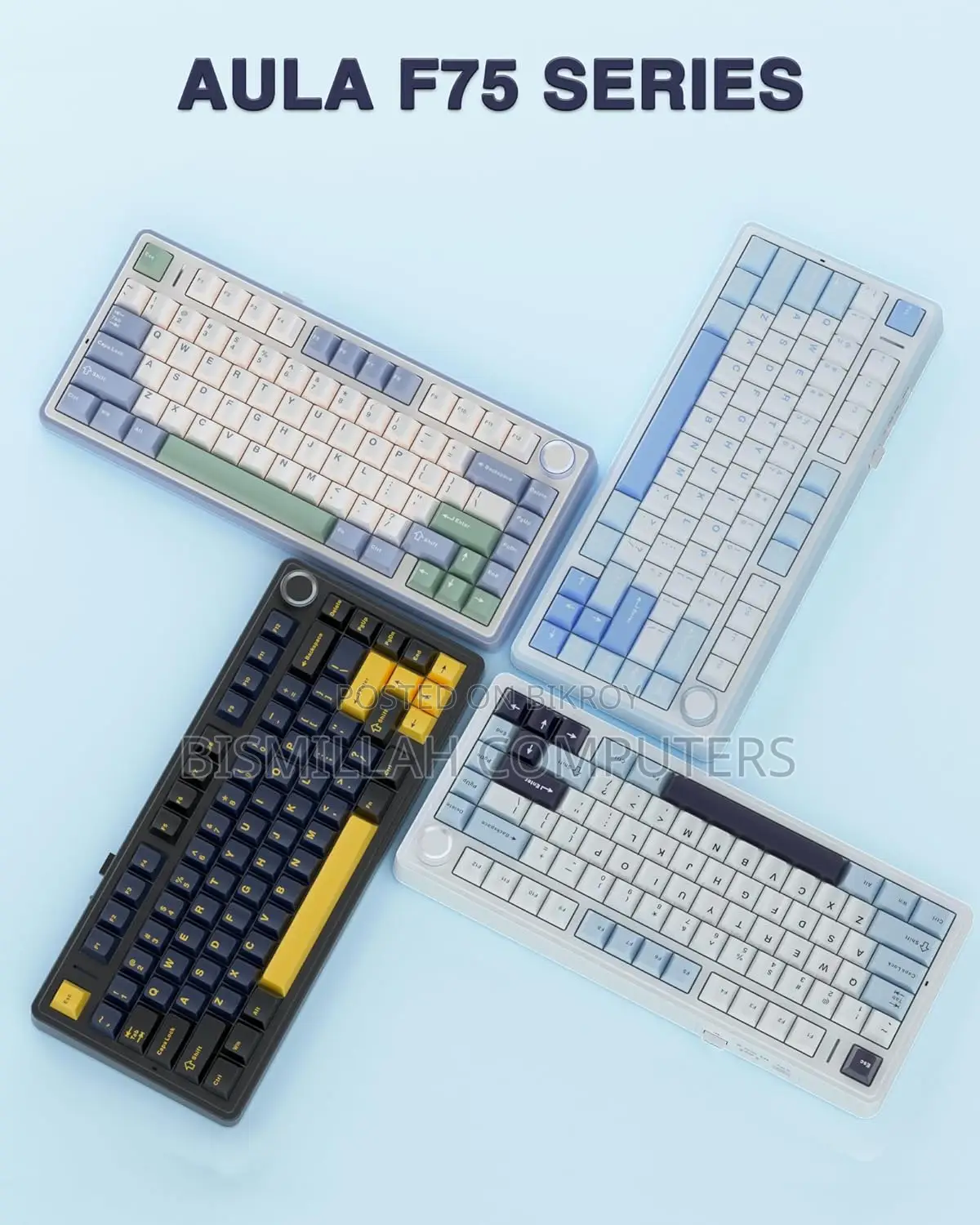 AULA F75 Glacier Blue RGB Mechanical Keyboard
