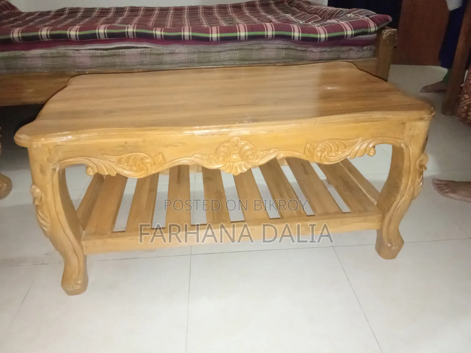 Original Khagrachari Teak Wood 6-Seater Sofa Set and 3 Tea Tables