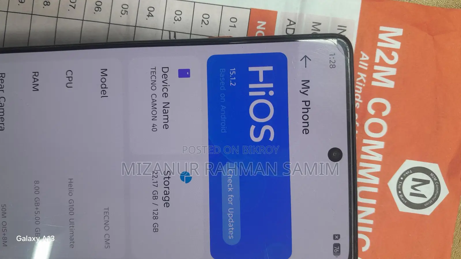 Tecno Camon 40 Pro . (Used)