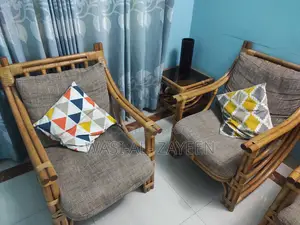 Premium Rattan Sofa Set (3+1+1) + Glass Coffee Table & Side Tables