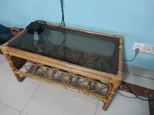 Premium Rattan Sofa Set (3+1+1) + Glass Coffee Table & Side Tables