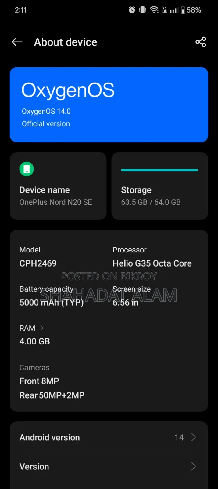 OnePlus Nord N20 SE 64 GB Blue
