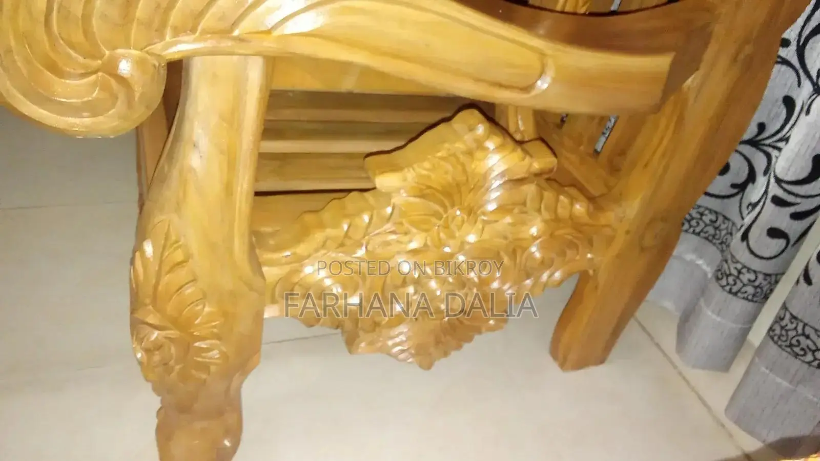 Original Khagrachari Teak Wood 6-Seater Sofa Set and 3 Tea Tables