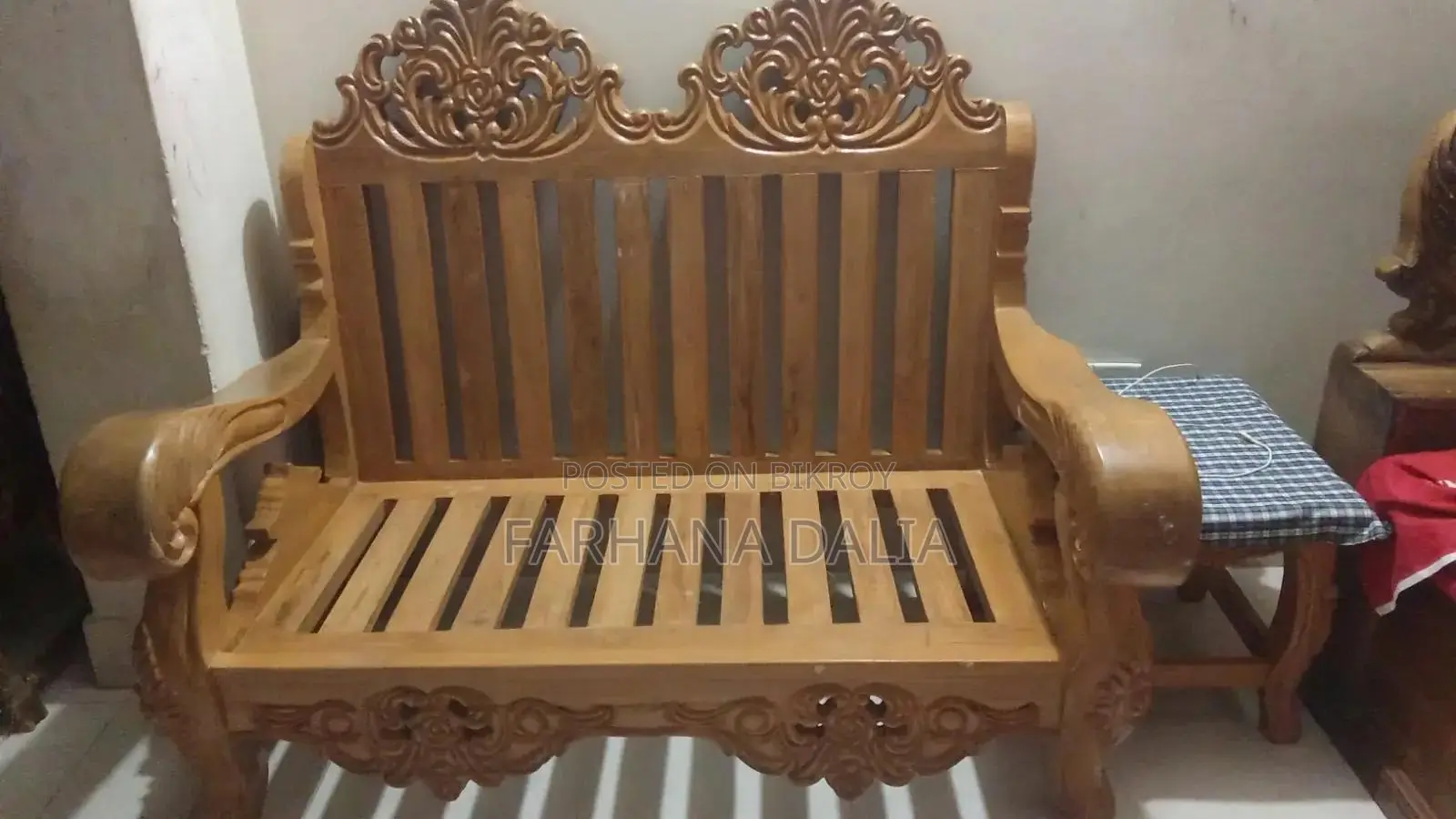 Original Khagrachari Teak Wood 6-Seater Sofa Set and 3 Tea Tables