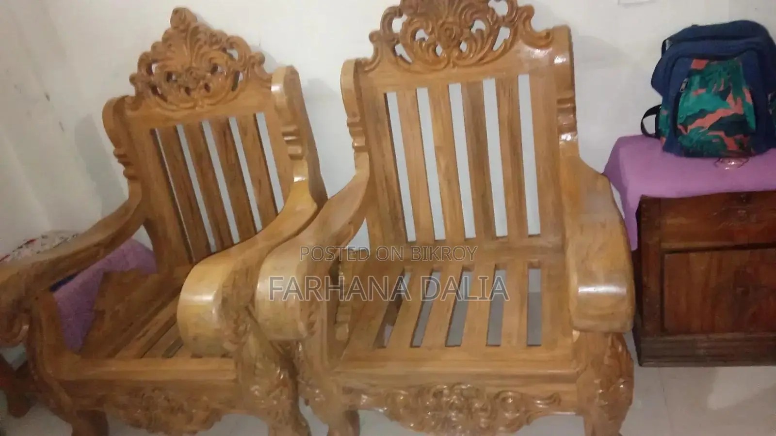 Original Khagrachari Teak Wood 6-Seater Sofa Set and 3 Tea Tables