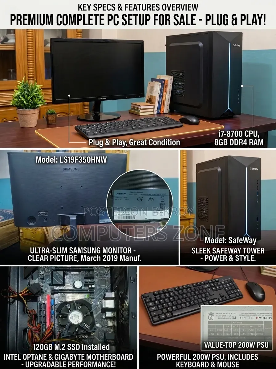 Desktop Computer 8GB Intel SSD 128GB