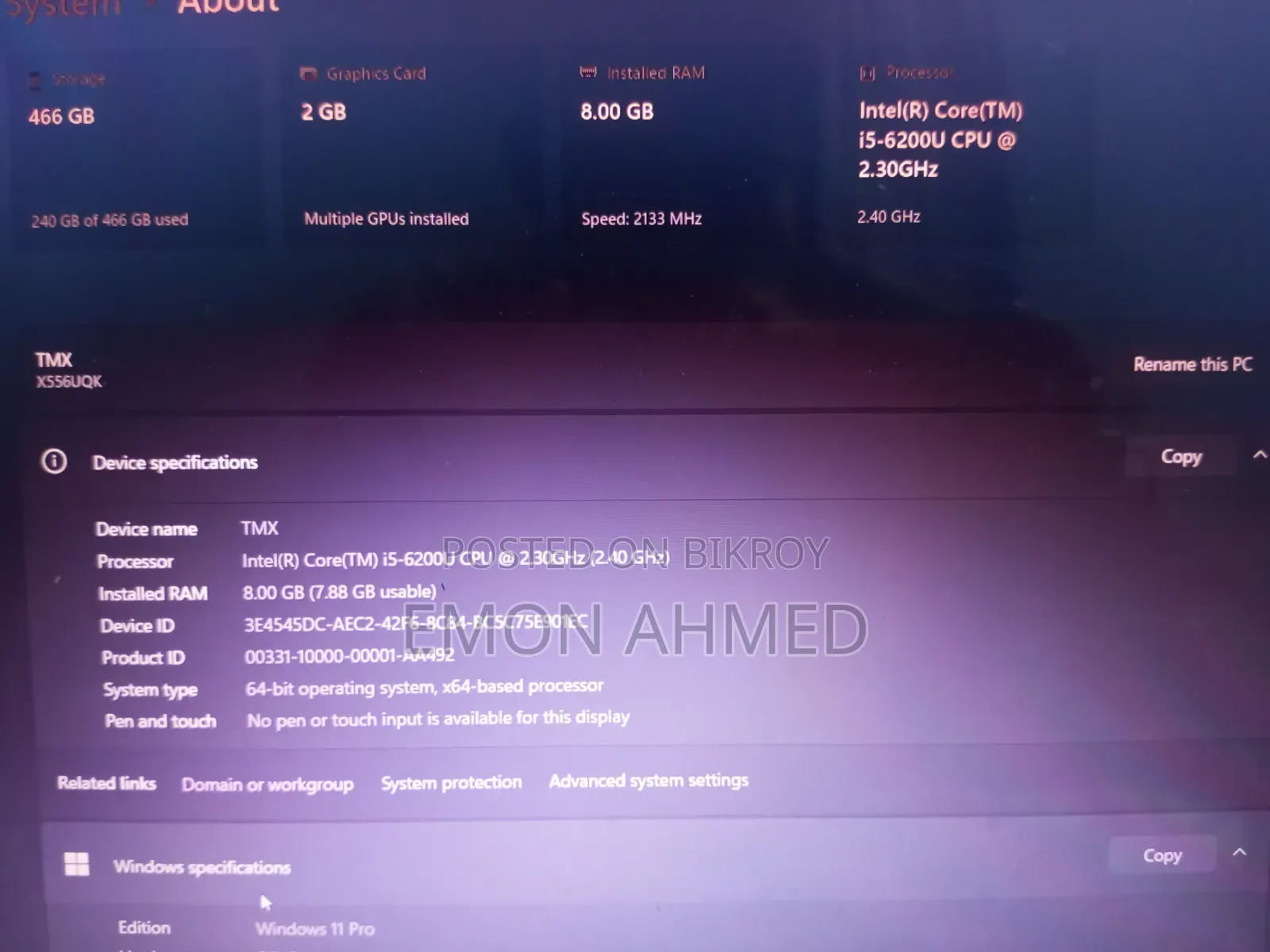 Laptop Asus 8GB Intel Core I5 HDD 500GB