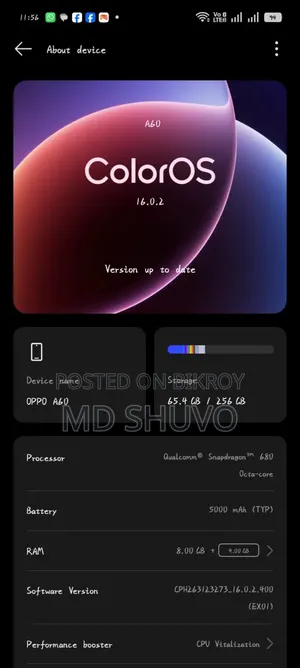 New Oppo A60 256 GB Black