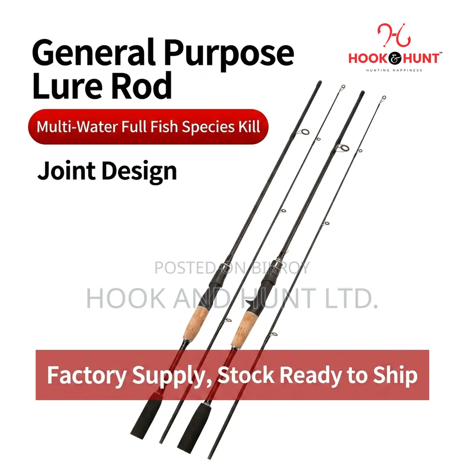 Plug-in Gun Handle Fiberglass Lure Fishing Rod 180–240CM
