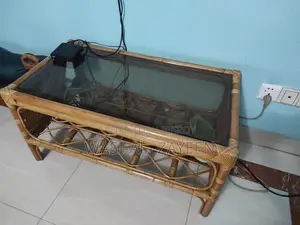Premium Rattan Sofa Set 3+1+1 + Glass Coffee Table & Side Tables