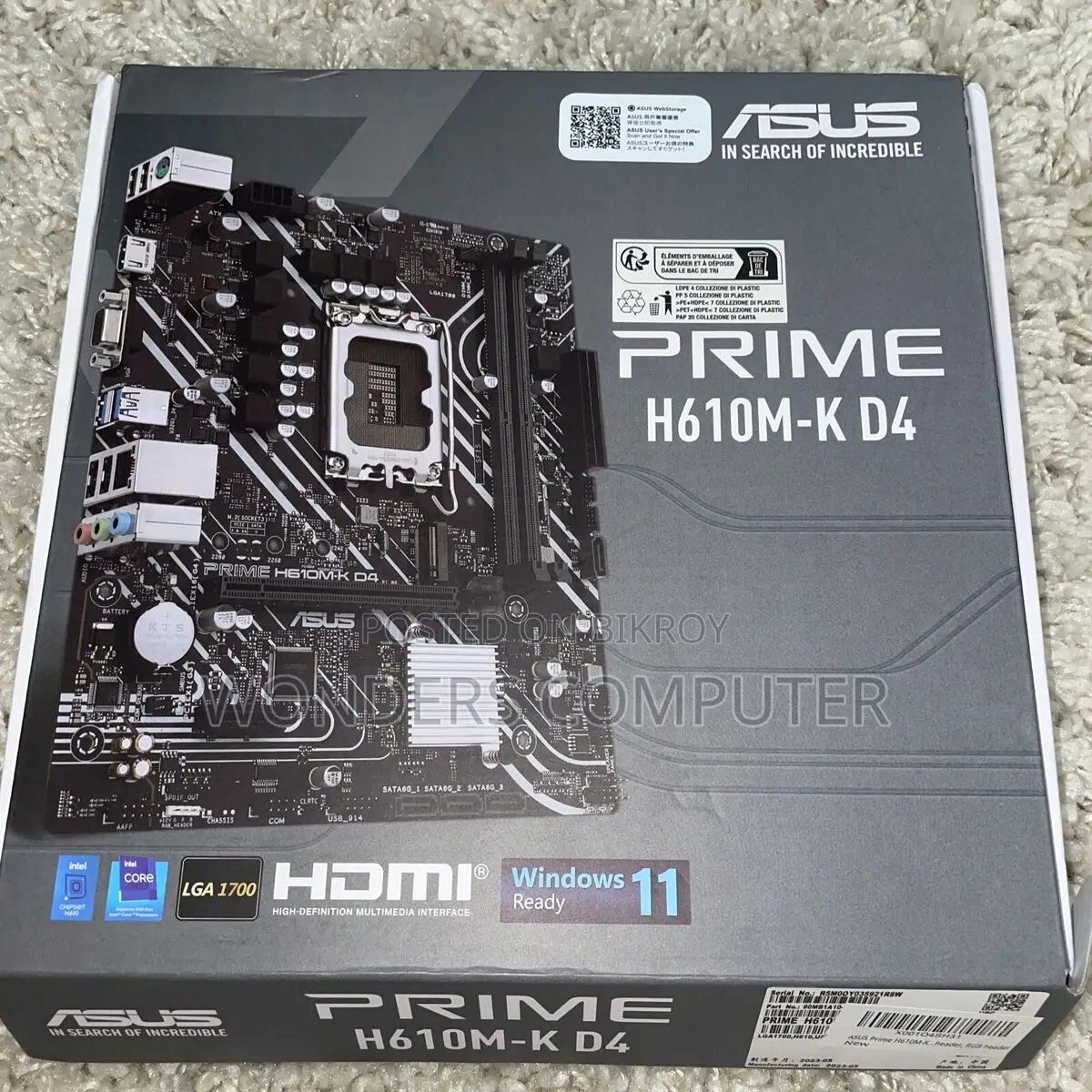 ASUS PRIME H610M-E D4 LGA 1700 (Intel 12th & 13th Gen) 1 Year Warranty
