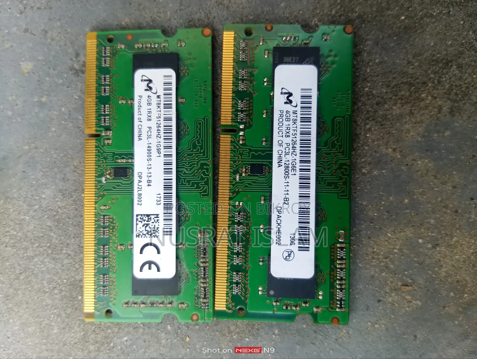 Two 4GB Laptop RAM Sticks