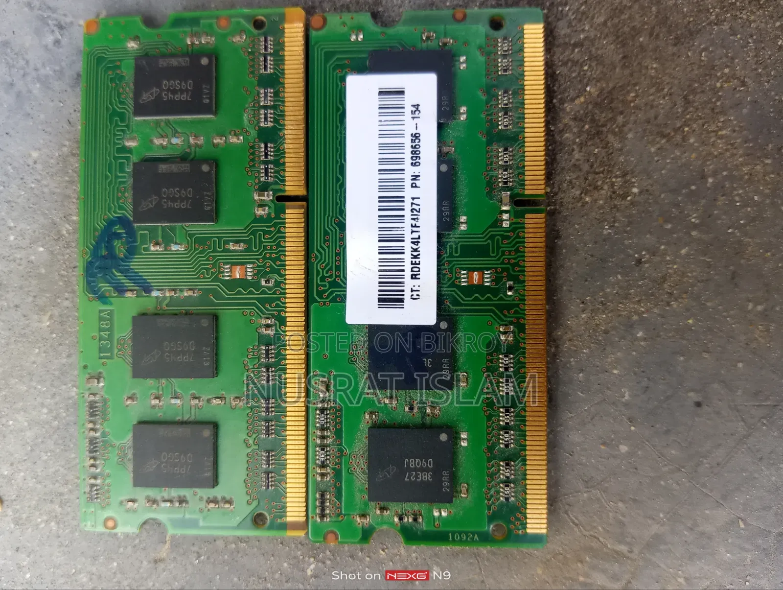 Two 4GB Laptop RAM Sticks