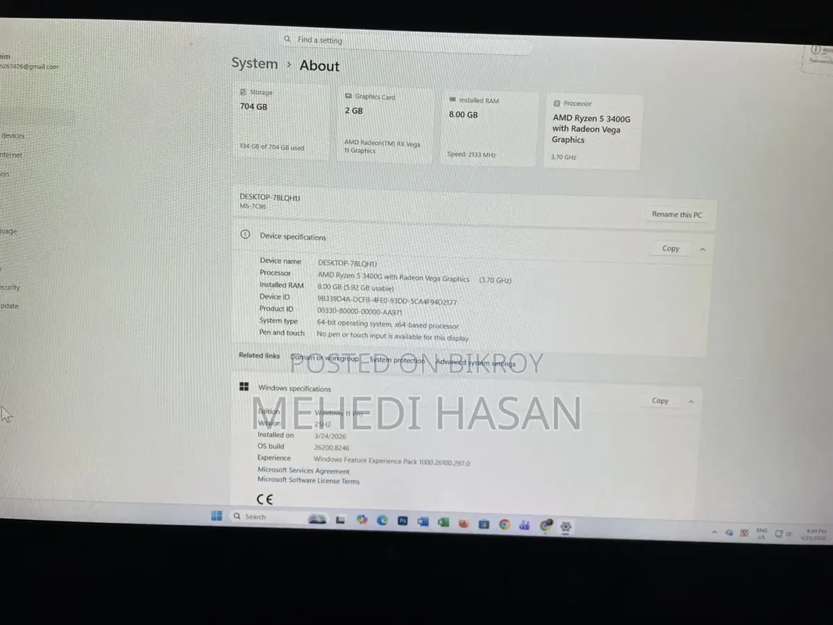 Urgent Ryzen 5 Full Pc Setup with Desk | Monitor Speaker Included