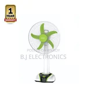 Kennede Rechargeable Half Stand Fan - 16 Inch White And Orange