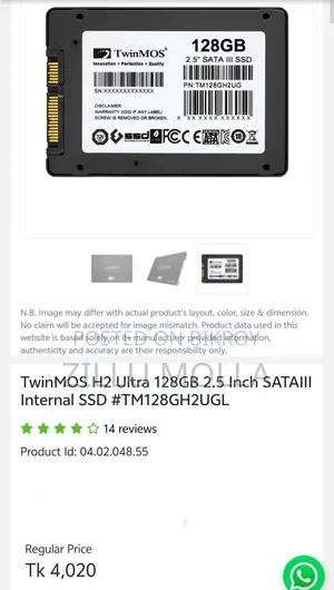 Twinmos H2 Ultra 128gb 2.5 Inch Sataiii Internal SSD