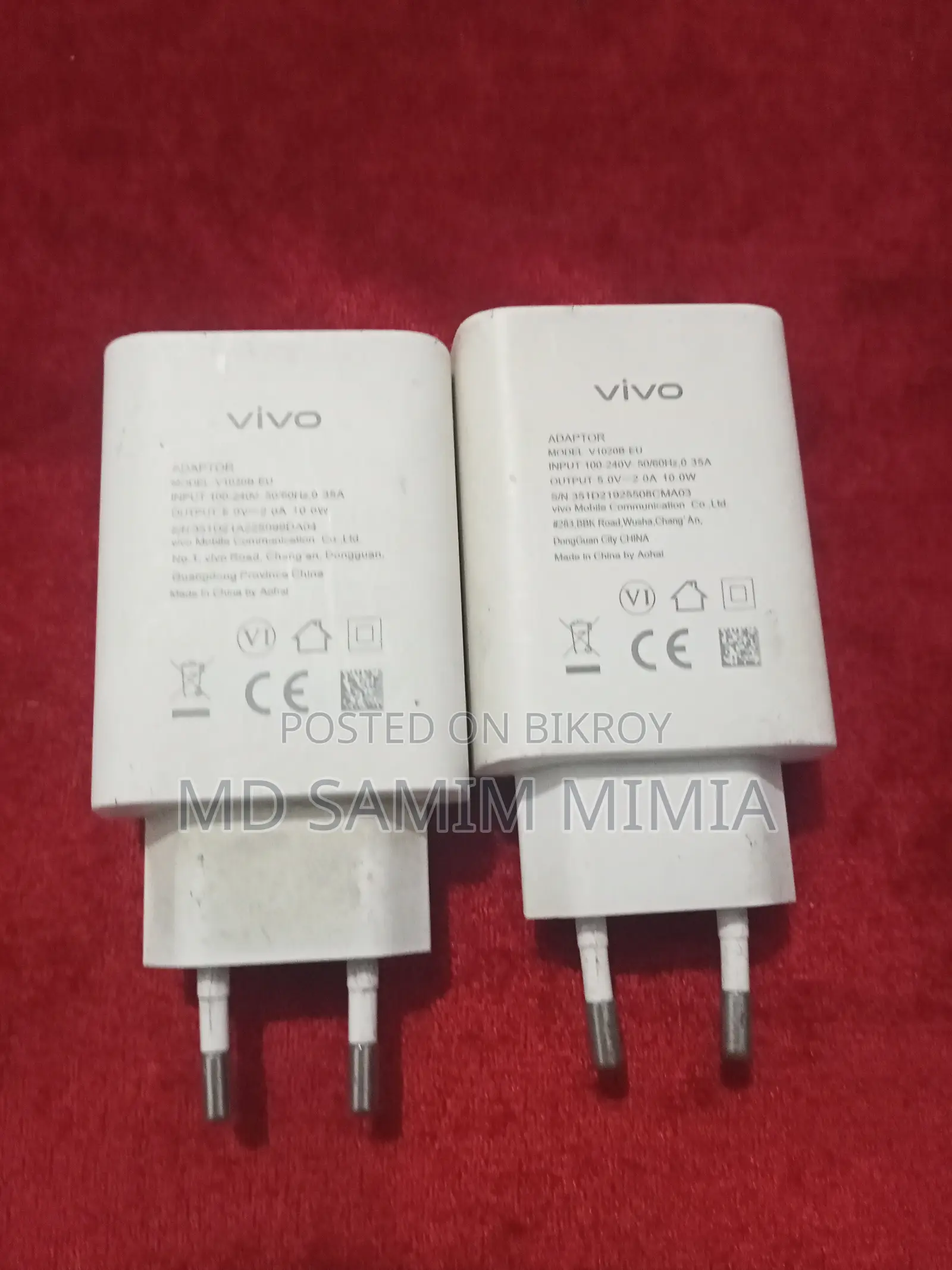 2 Piece 10w Vivo Original charger