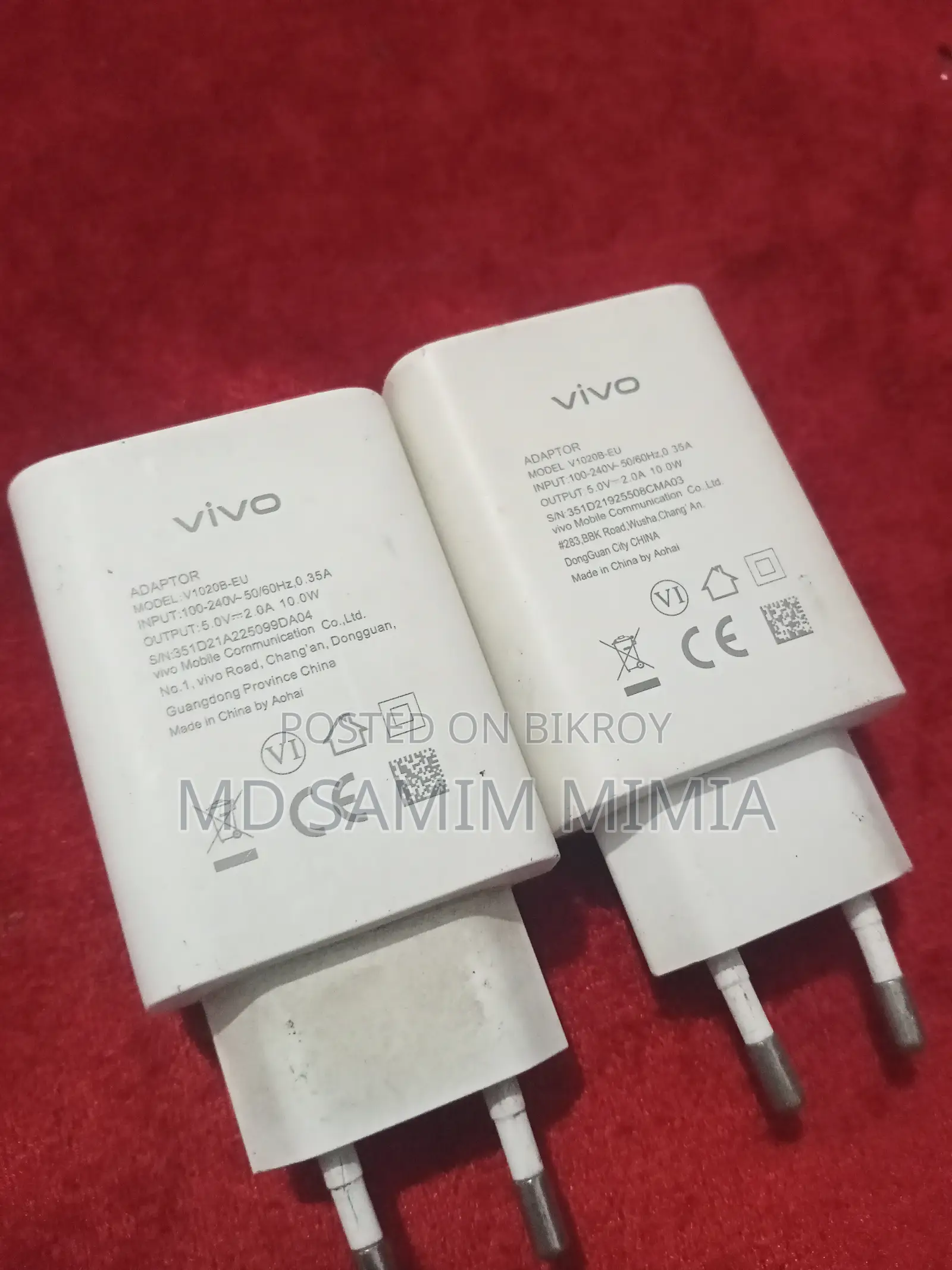 2 Piece 10w Vivo Original charger