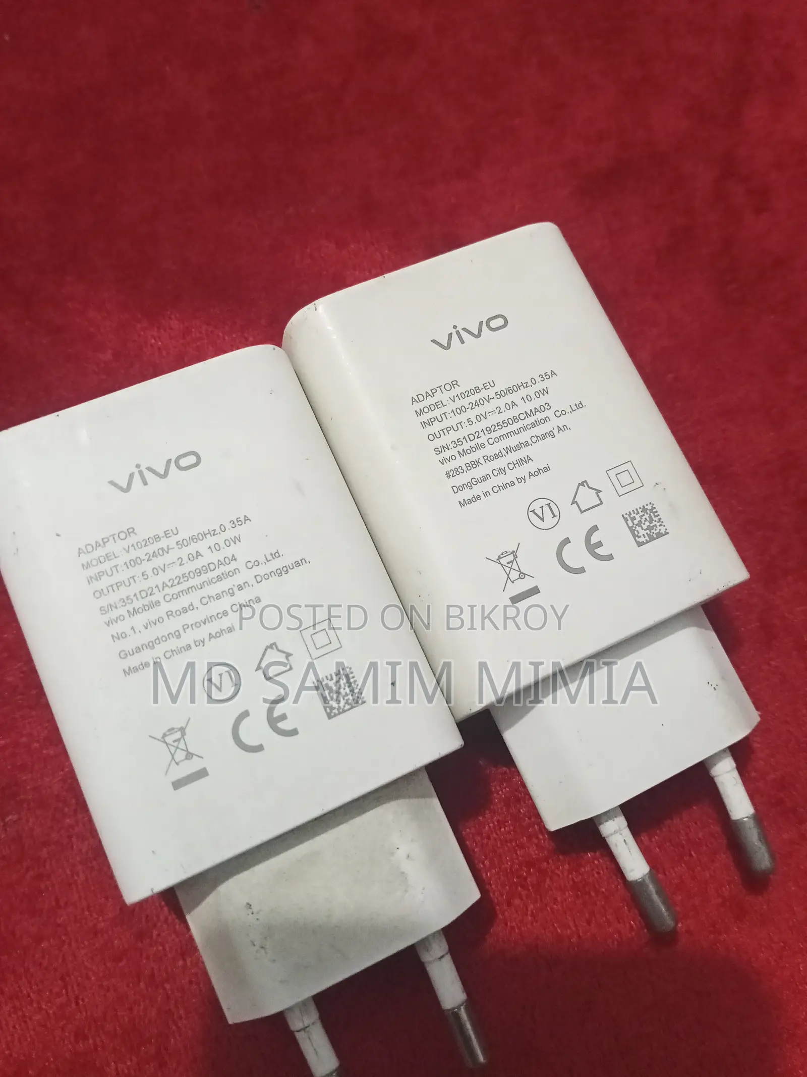 2 Piece 10w Vivo Original charger