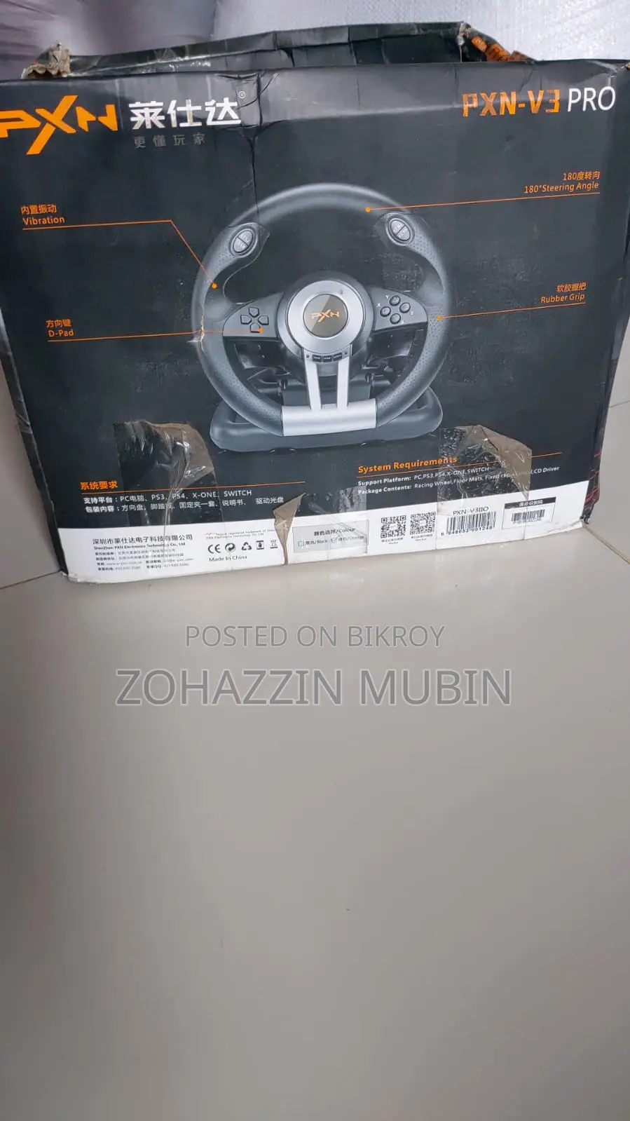 Pxn V3 Pro Gaming Steering Wheel For Pc And Console