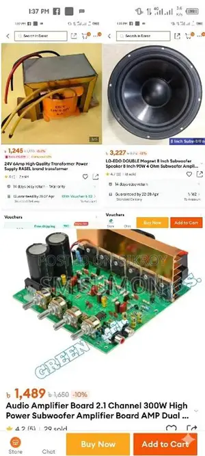Audio Amplifier 2.1 Channel 300W Full Setup