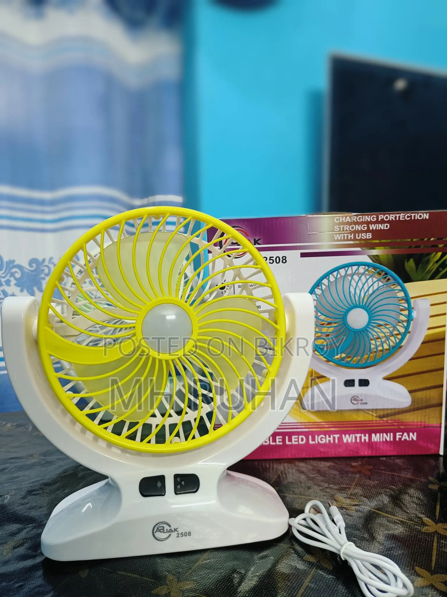 Portable Rechargeable Mini Fan With Led Light