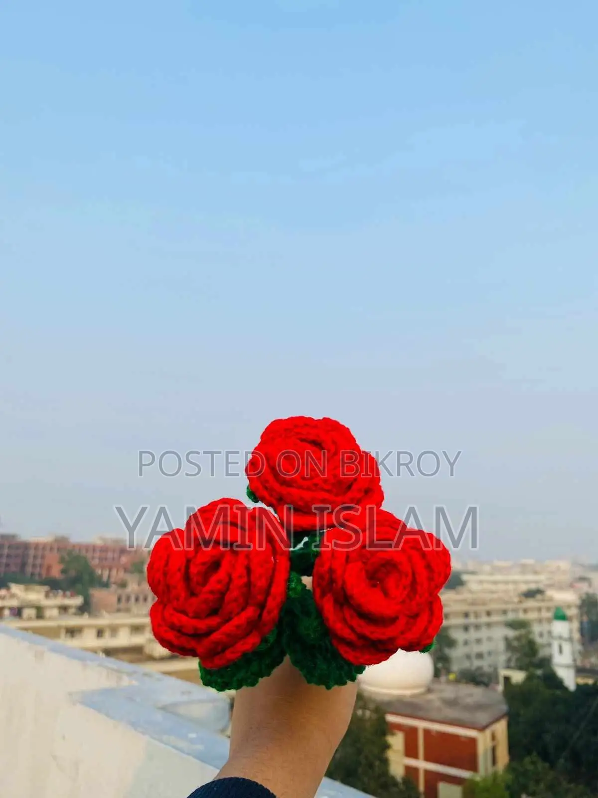হ্যান্ডমেড ক্রোশেট রোজ