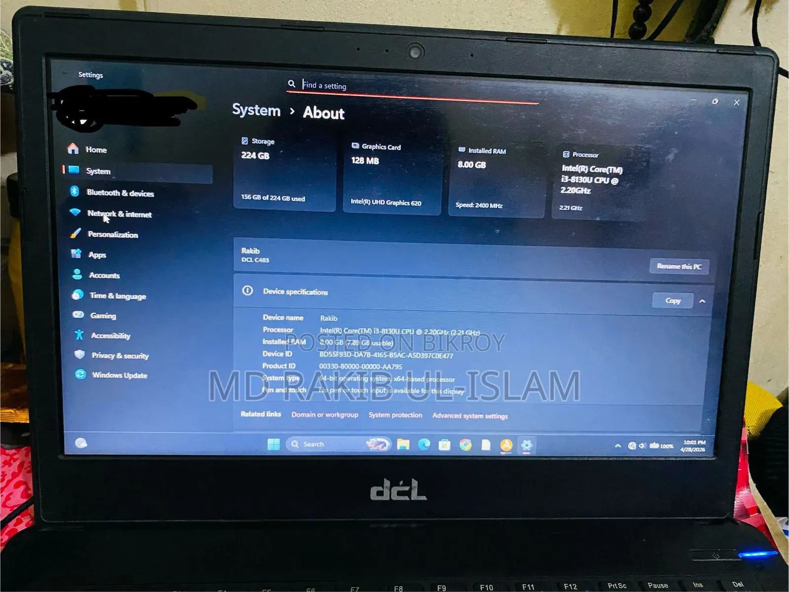 Laptop Itel 8GB Intel Core i3 SSD 256GB