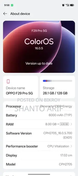 Oppo F29 128 GB Gray