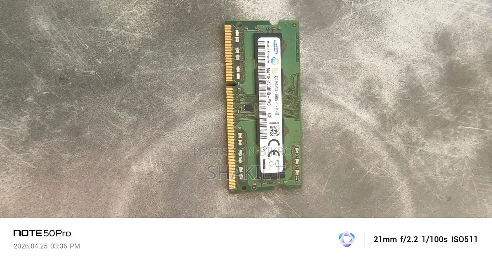DDR3L 4gb ল্যাপটপের রেম