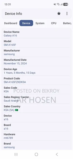 Samsung Galaxy A16 128 GB Black
