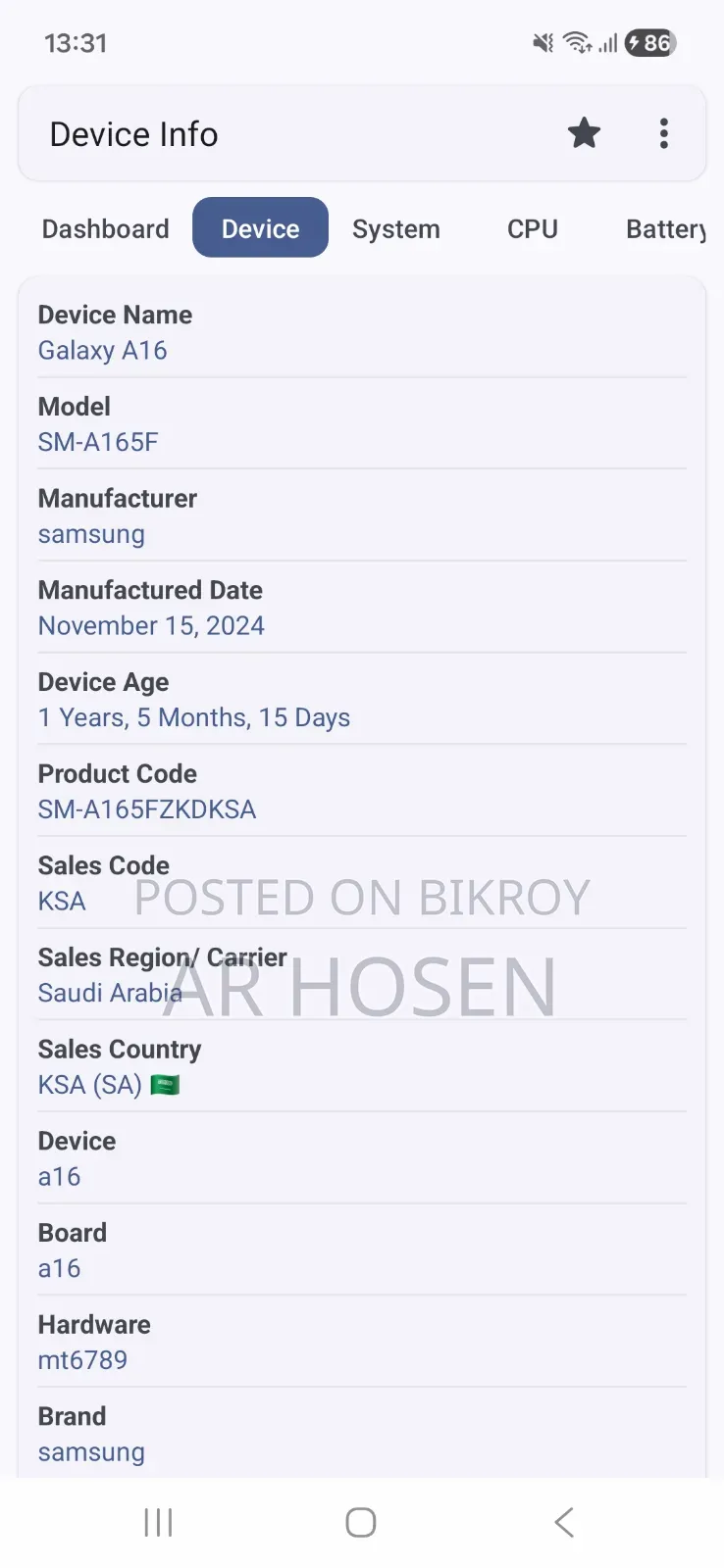 Samsung Galaxy A16 128 GB Black