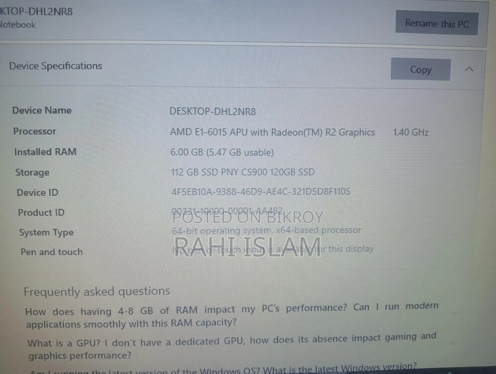 HP Laptop for sale