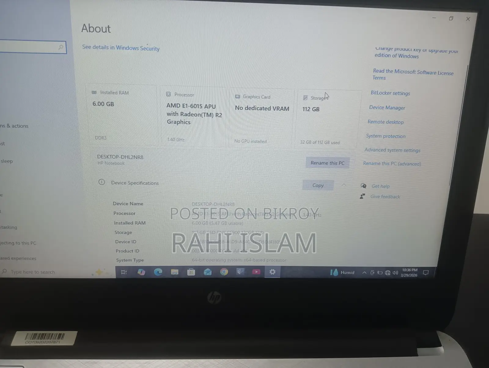 HP Laptop for sale
